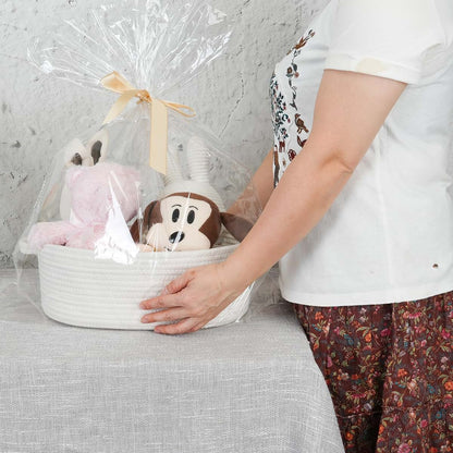 JUNBOLE Baby Gift Basket with Gift Bag and Ribbon, Empty to Fill, White (photo 3)