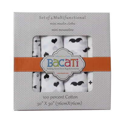 Bacati Love Multipurpose Muslin Squares 4-Pack (photo 2)