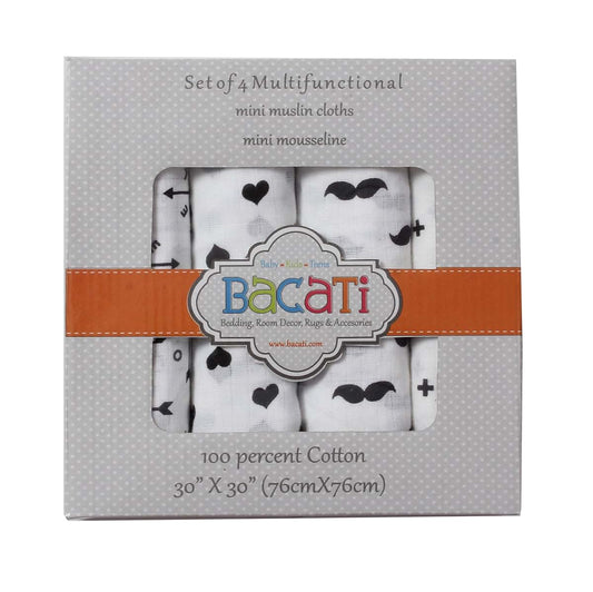 Bacati Love Multipurpose Muslin Squares 4-Pack (photo 2)