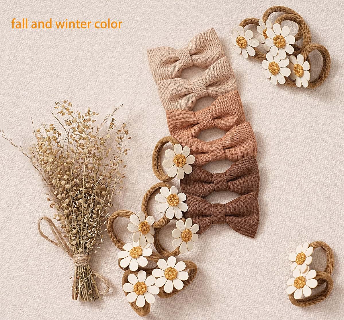 Bubbow 28pcs Baby Toddler Hair Ties with Bows and Daisy Flowers