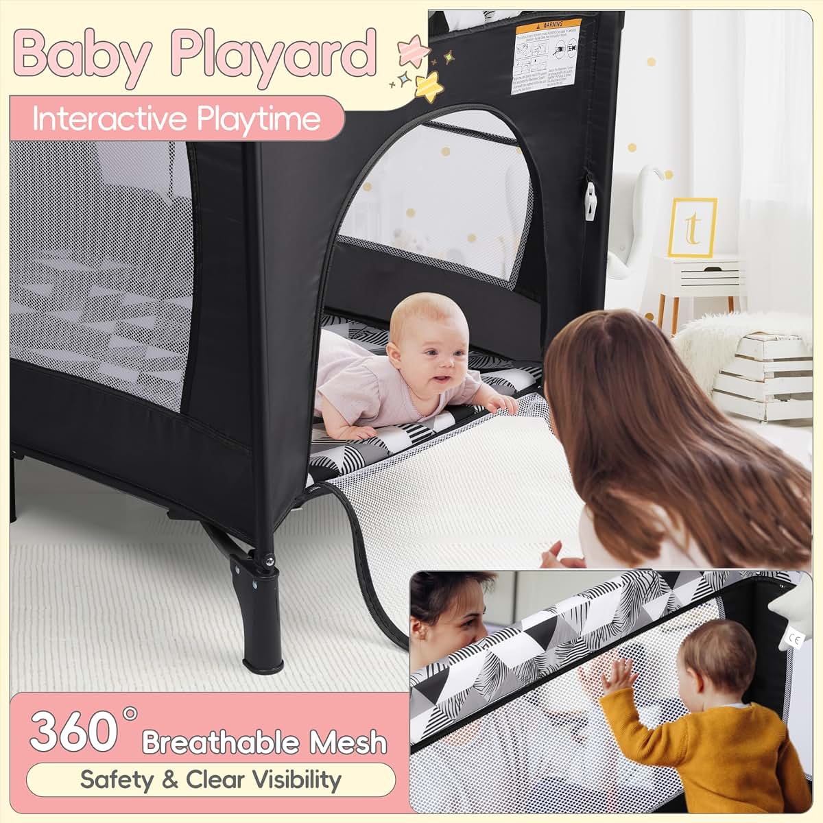 Xilingol 5-in-1 Baby Bassinet Bedside Sleeper with Changing Table and Carry Bag