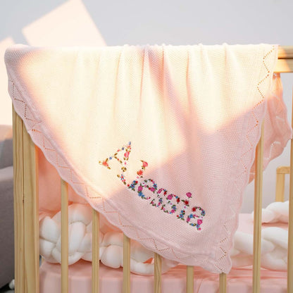 SWaddle AN Personalized Floral Embroidered Name Blanket, 100% Cotton Knit (photo 4)