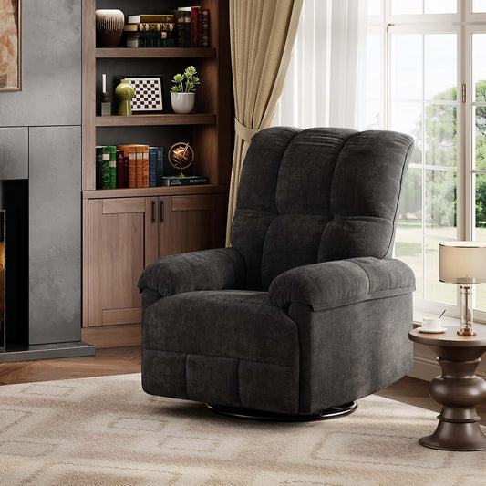 IDEALHOUSE Power Recliner Chair with Side Pockets, 270° Swivel & Glider, USB Charging Port, PU Leather, Thickened