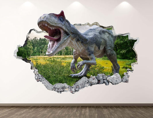 West Mountain Wild Dinosaur Wall Decal Art Decor 3D Smashed Forest Sticker Poster Kids Room Mural Custom Gift BL367