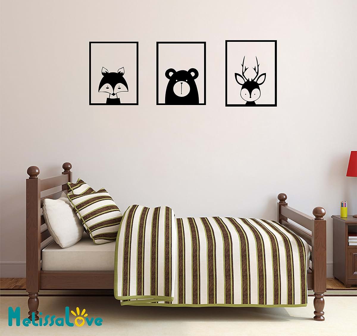 Melissalove Woodland Animal Wall Decals Set | Nordic Style Art Stickers for Kids Room