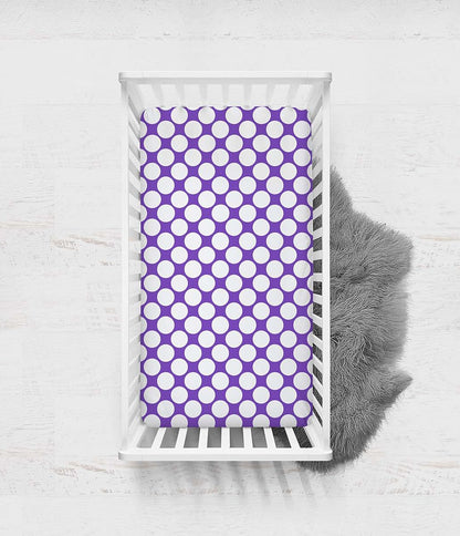 Bacati 2-Pack Large Dots Cotton Percale Fitted Crib Sheets - Purple (photo 4)