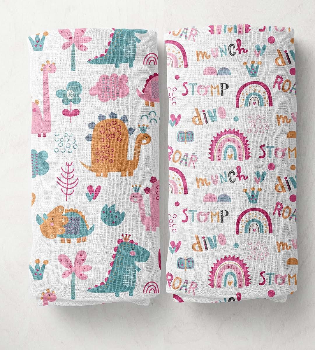Bacati - Muslin Blanket for Girls, Baby Receiving Blanket, Newborn Gift, Baby Shower Item, Wearable Swaddling Set