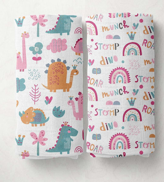 Bacati - Muslin Blanket for Girls, Baby Receiving Blanket, Newborn Gift, Baby Shower Item, Wearable Swaddling Set