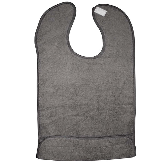 Rehabilitation Advantage Terrycloth Clothing Protector Bibs, Set of 10, Gray, Large