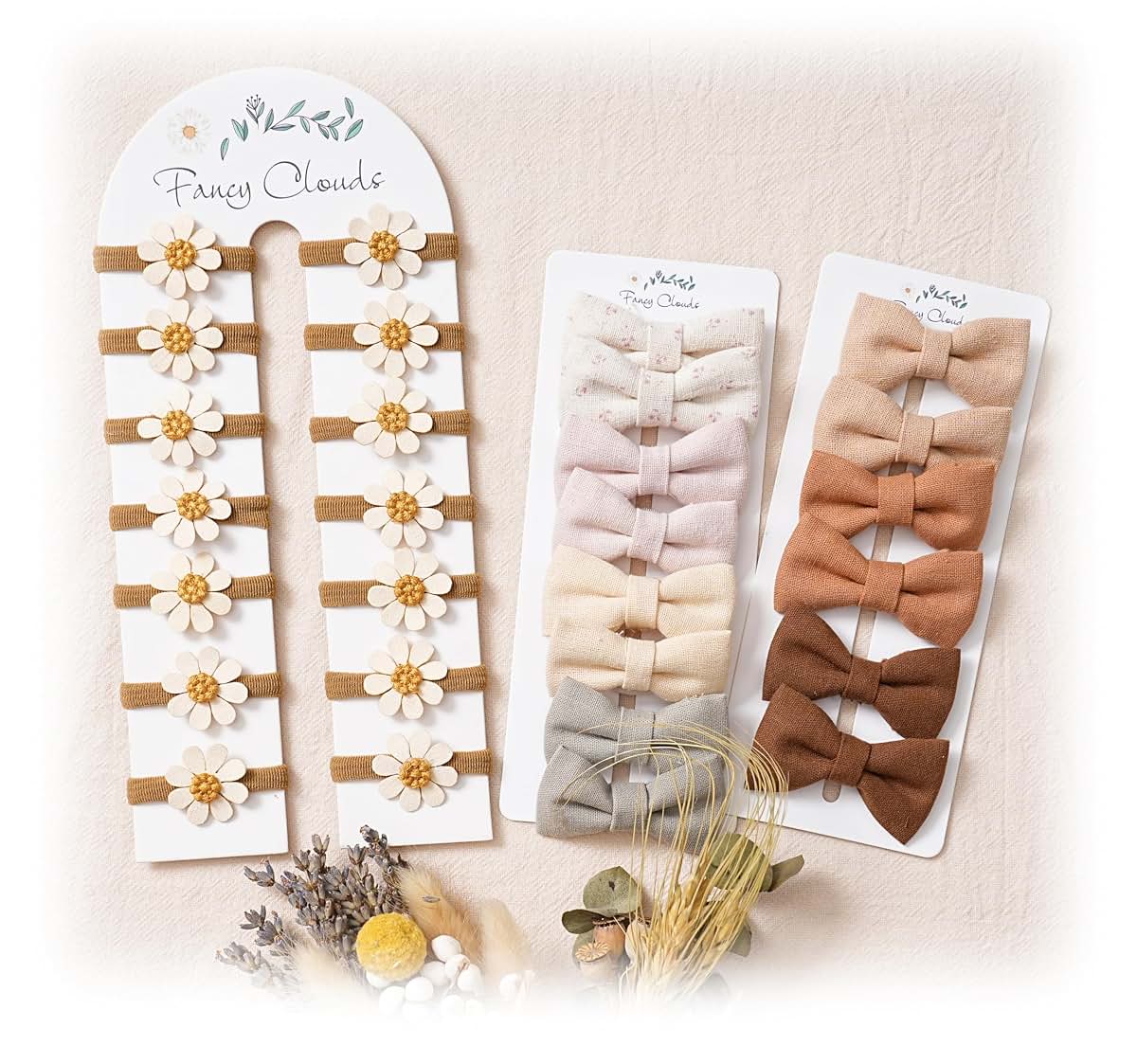 Bubbow 28pcs Baby Toddler Hair Ties with Bows and Daisy Flowers