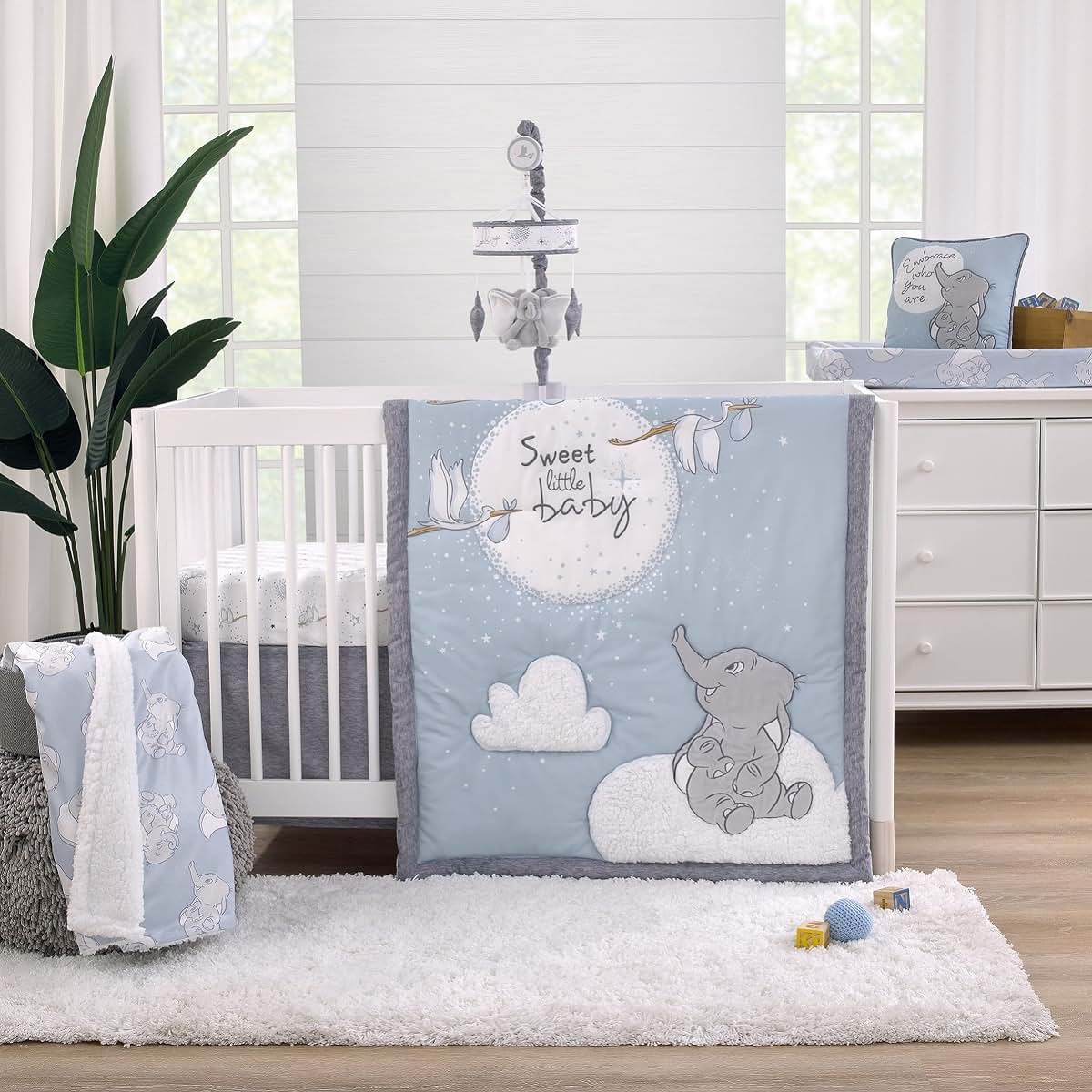 Dumbo Musical Mobile for Cribs - Light Blue, Gray, White