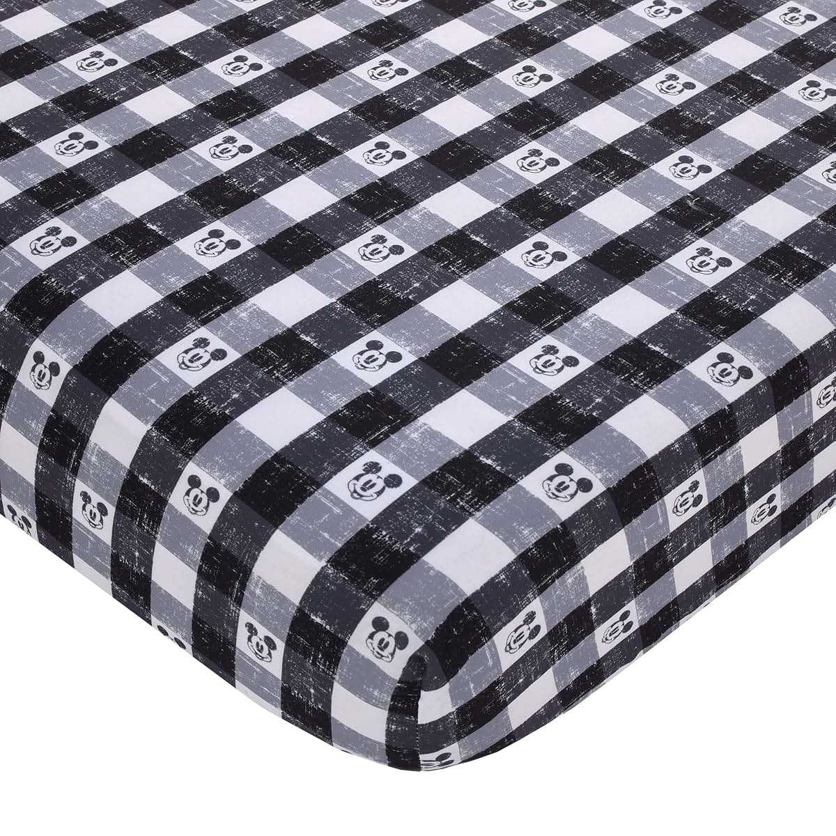 Disney Mickey Mouse Plaid Nursery Fitted Crib Sheet