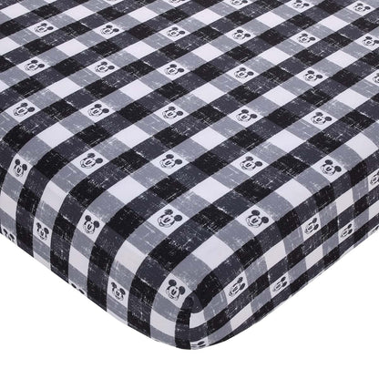Disney Mickey Mouse Plaid Nursery Fitted Crib Sheet