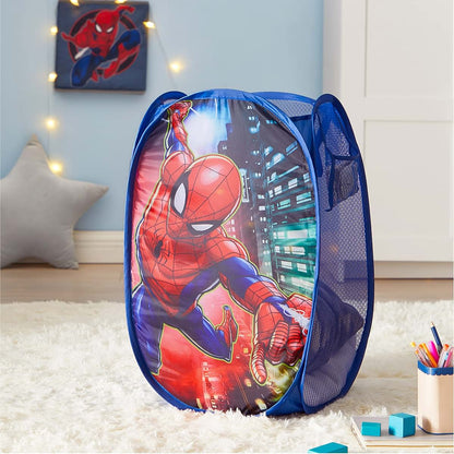 Marvel Spider-Man Pop-Up Kids Hamper, Collapsible Laundry Basket with Carry Handles, Blue