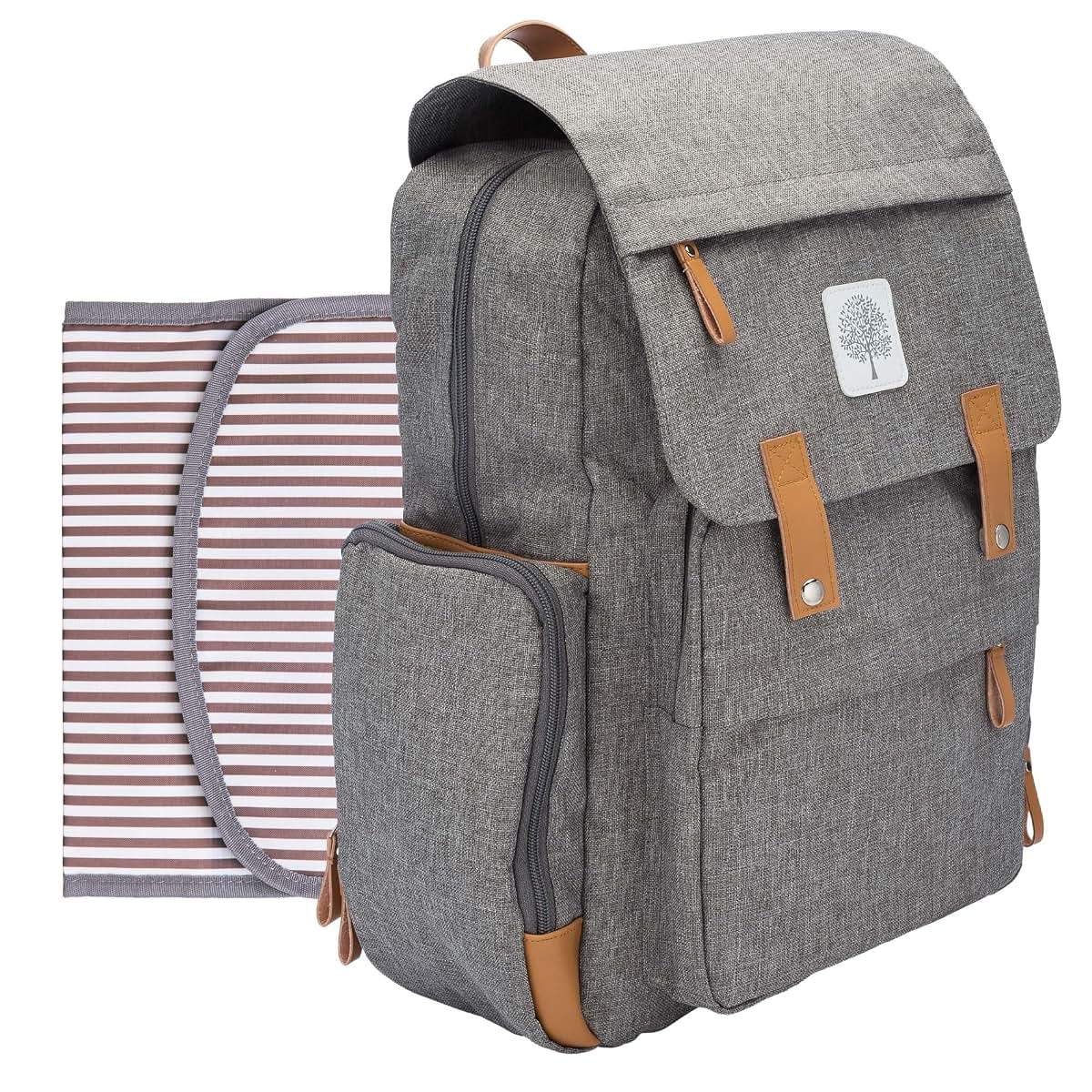 Parker Baby Co. 8-Year Original Birch Diaper Backpack Gray Insulated Bottle Pockets Stroller Straps