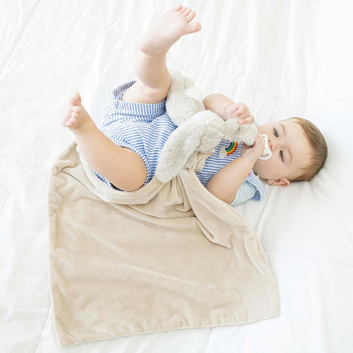 Baby Bunny Lovey Super Soft Large Security Blanket 19.6 Inches Blue Rabbit