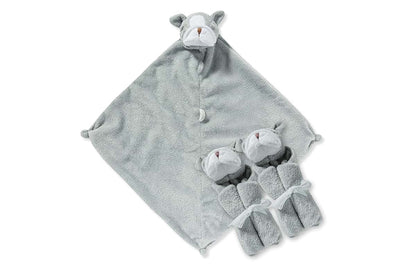 Angel Dear Three Of A Kind Blankie Trio, Grey Bulldog Microfiber