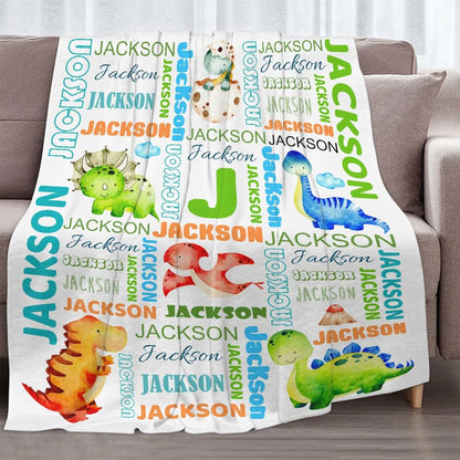 Kawaii Blanket Personalized Dinosaur Baby Blanket With Custom Name (photo 2)
