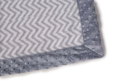 Bacati - Grey Ikat Chevron with Solid Border Plush Blanket (Grey Chevron/Grey Border) (photo 2)