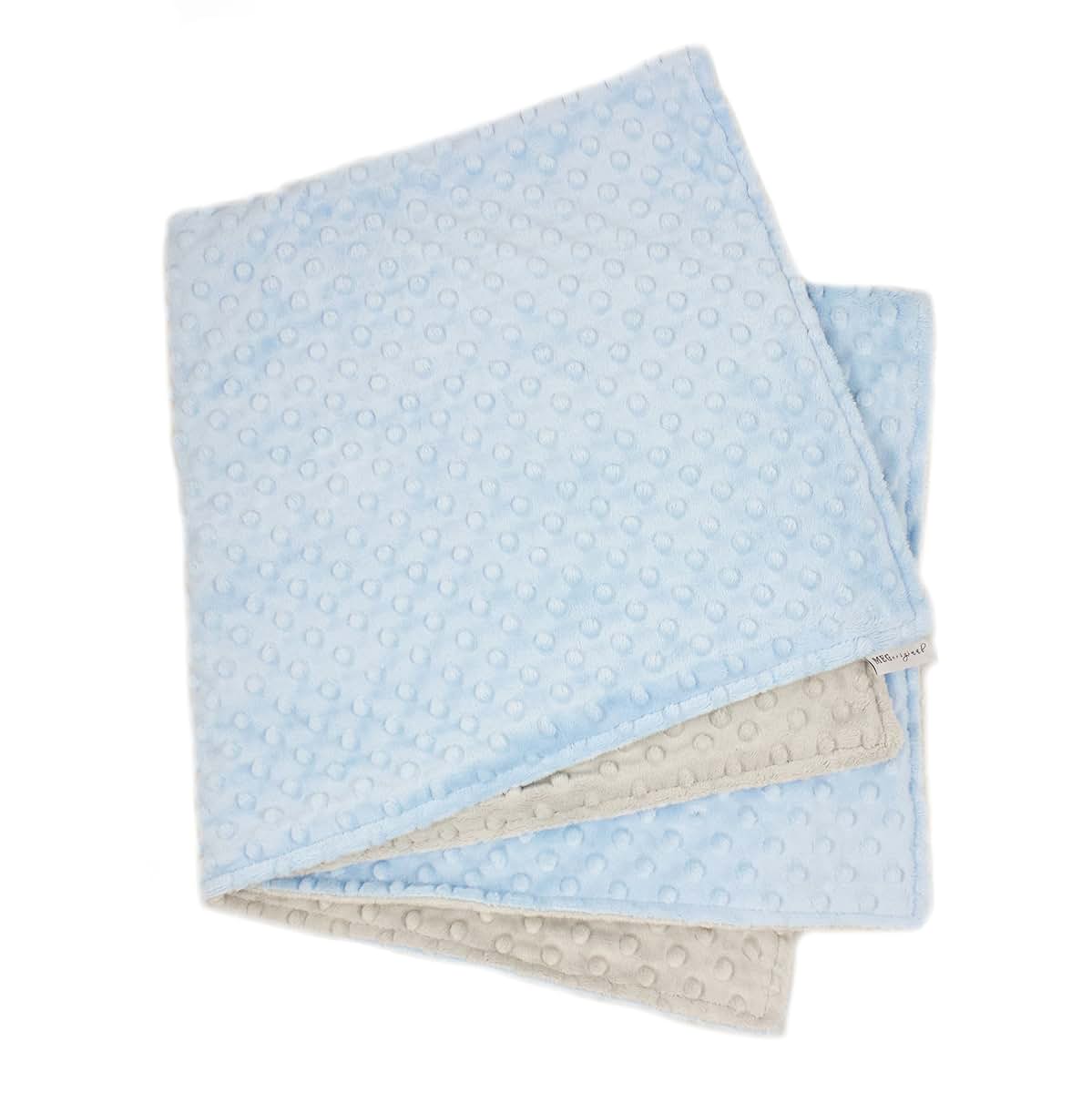 Meg Original Blue & Gray Minky Dot Crib Blanket for Babies and Toddlers