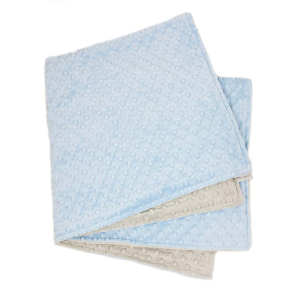 Meg Original Blue & Gray Minky Dot Crib Blanket for Babies and Toddlers