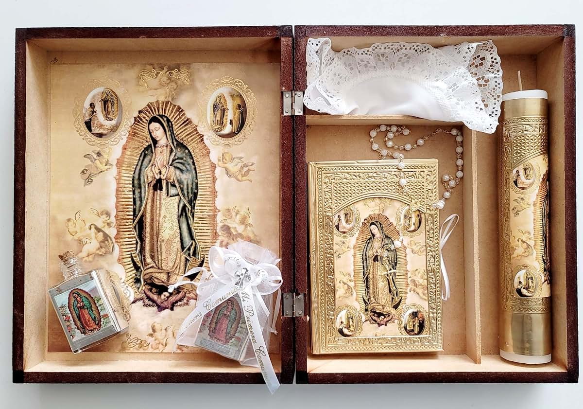 Dreams Gate Inc Virgen De Guadalupe First Communion Set With Keepsake Box And Rosary