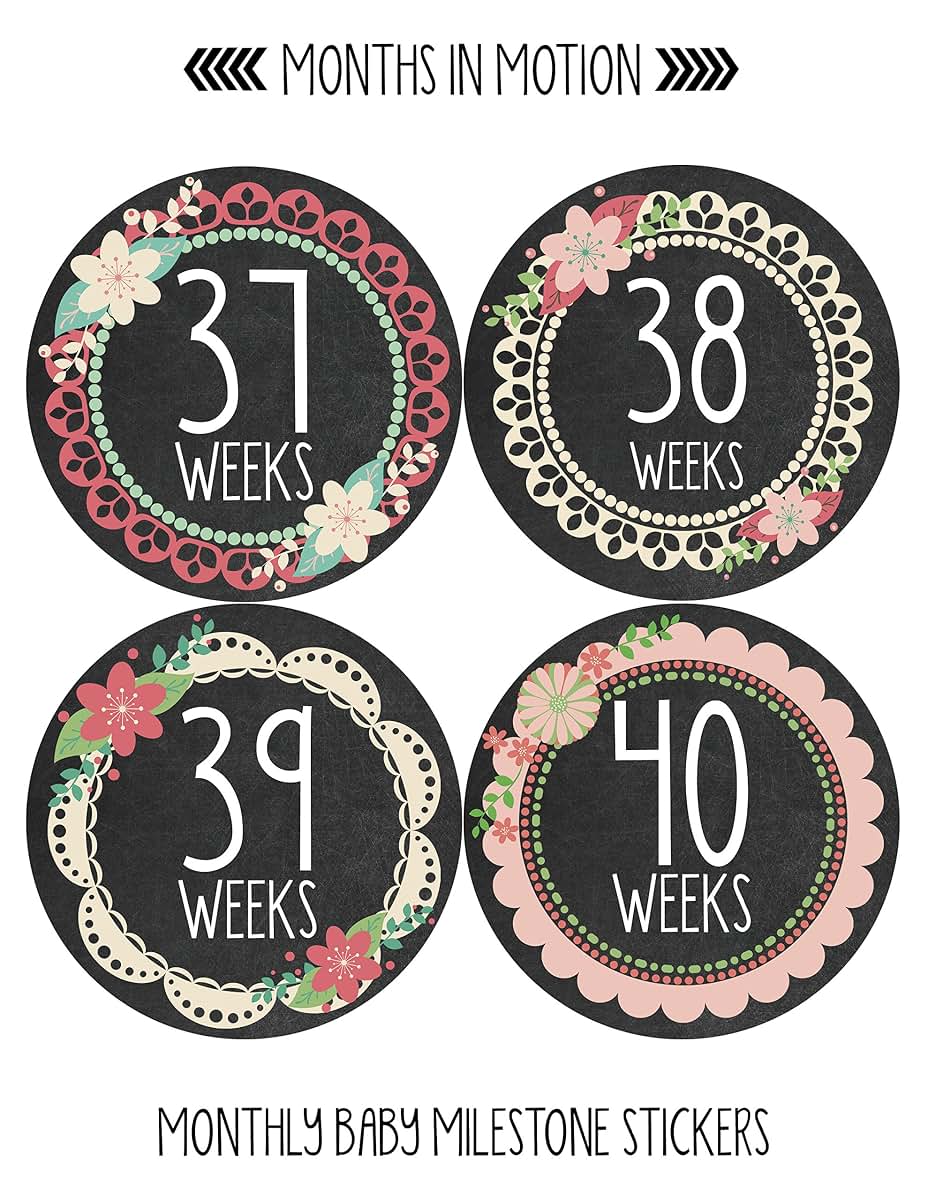 Months In Motion Weekly Pregnancy Belly Growth Stickers - 12 Piece Set (photo 4)