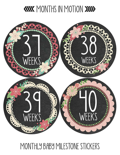 Months In Motion Weekly Pregnancy Belly Growth Stickers - 12 Piece Set (photo 4)