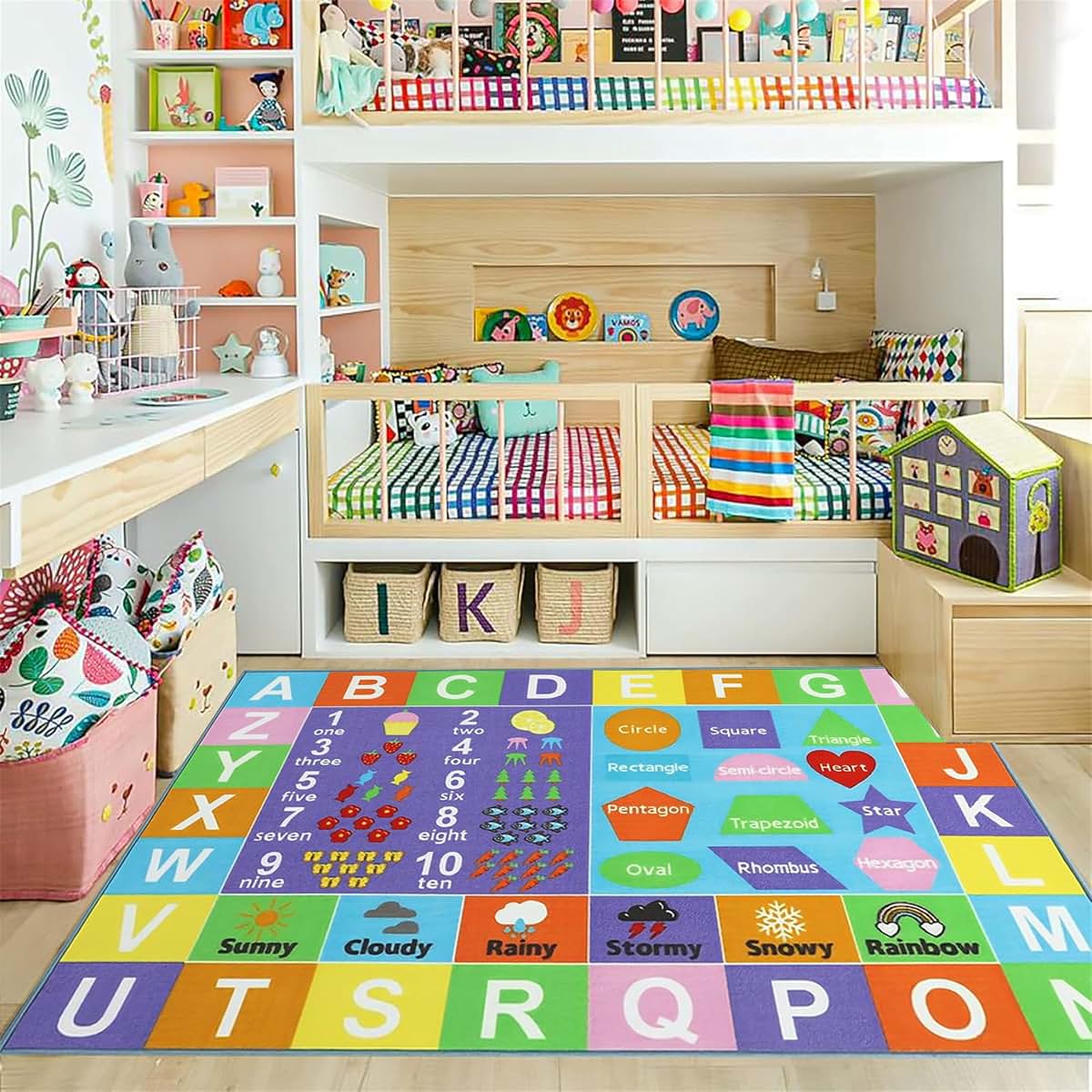 Hongxiu Kids Playroom Area Rug, 4x6ft Alphabet Learning Carpet