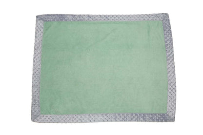 Bacati Solid Center Plush Blanket (Mint/Grey Border) (photo 3)