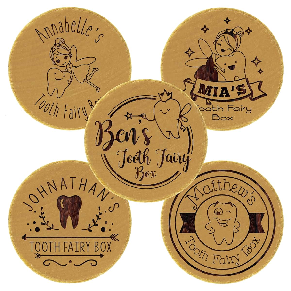 My Personal Memories Custom Personalized Wood Tooth Fairy Keepsake Box Holder for Boy or Girl - Monogrammed and Engraved (photo 2)