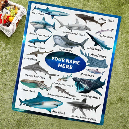 KAWAII BLANKET Shark Custom Name Blanket-Personalized Baby Blanket for Girls Boys Shark Lovers Shark Gift for Infant (photo 3)