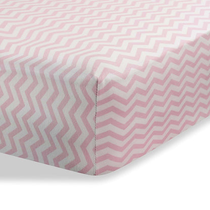 Abstract Bassinet Sheet in Zigzag Pink Jersey Knit Cotton