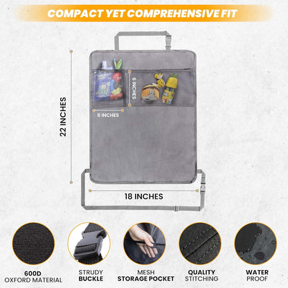 EcoNour Car Kick Mats Back Seat Protector For Kids And Pets, 2-Pack, Gray