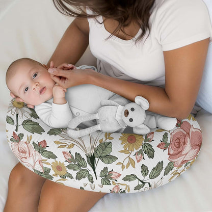 Sweet Jojo Designs 2-Piece Muslin Nursing Pillow Covers Set, Boho Vintage Floral, 100% Cotton, 25.25 x 17.25 in