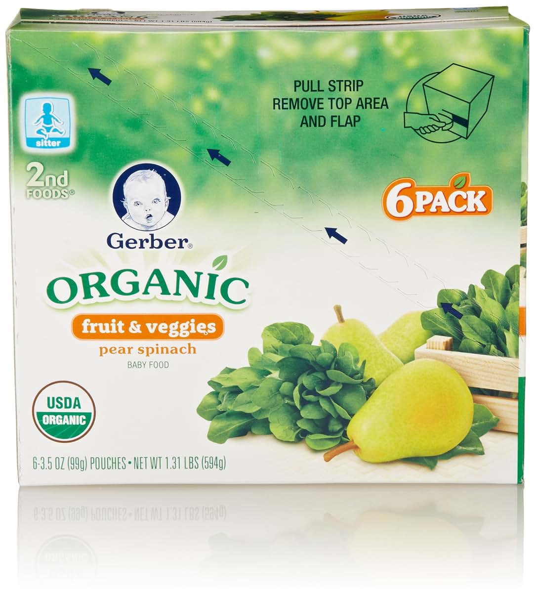 Gerber Baby Food Organic Pear Spinach 6 Count