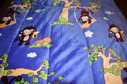 BabyOneStop Monkey Plush Borrego Baby Blanket Throw Multi Color Machine Washable