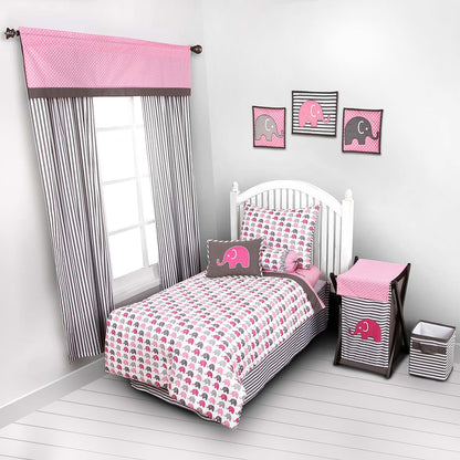 Bacati - Elephants Pink/grey Hamper (photo 3)
