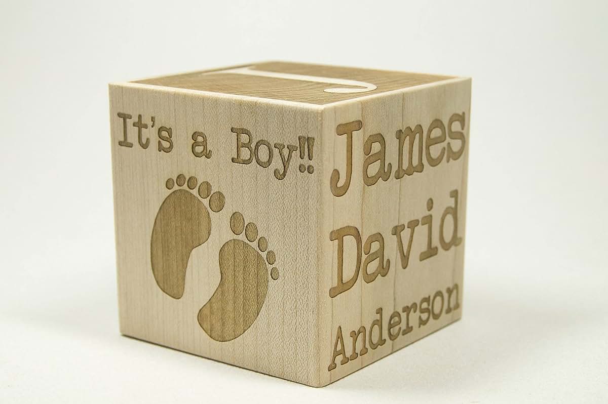 Little Wooden Wonders Personalized Wooden Baby Block 3 Inch (photo 2)