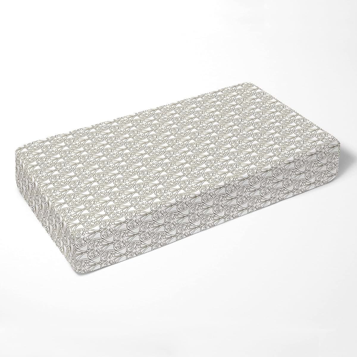 Bacati - ONE Damask Brown on White Printed Girls 100% Cotton Soft Breathable Percale Crib/Toddler Bed Fitted Sheet (photo 3)