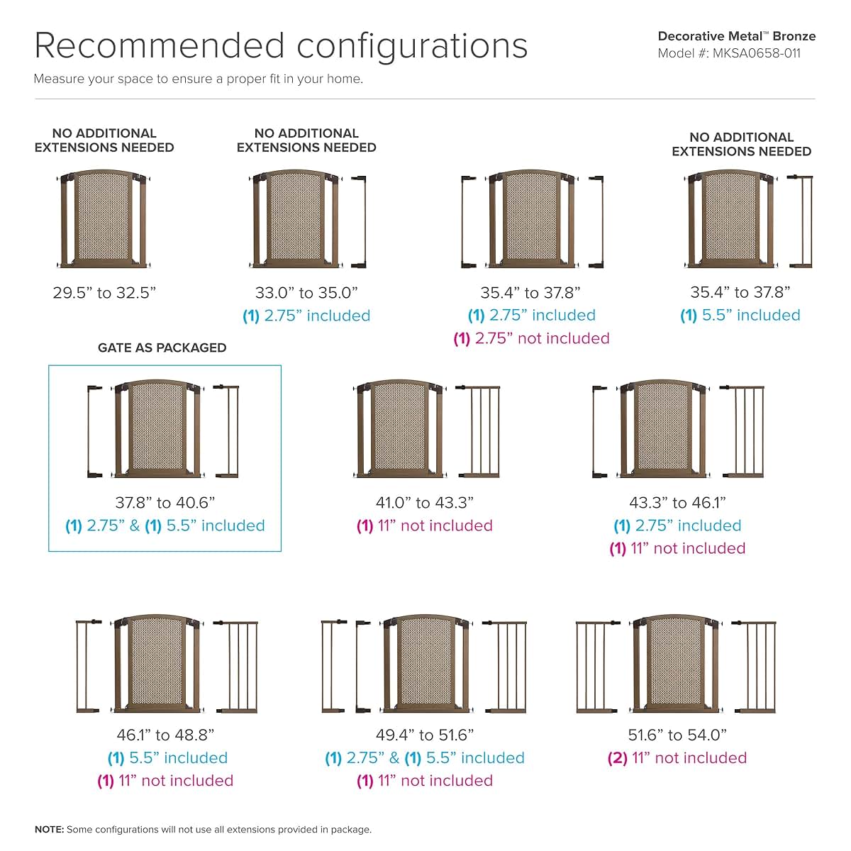 Munchkin Decorative Metal Baby Gate Extension, 5.5 Inch Bronze