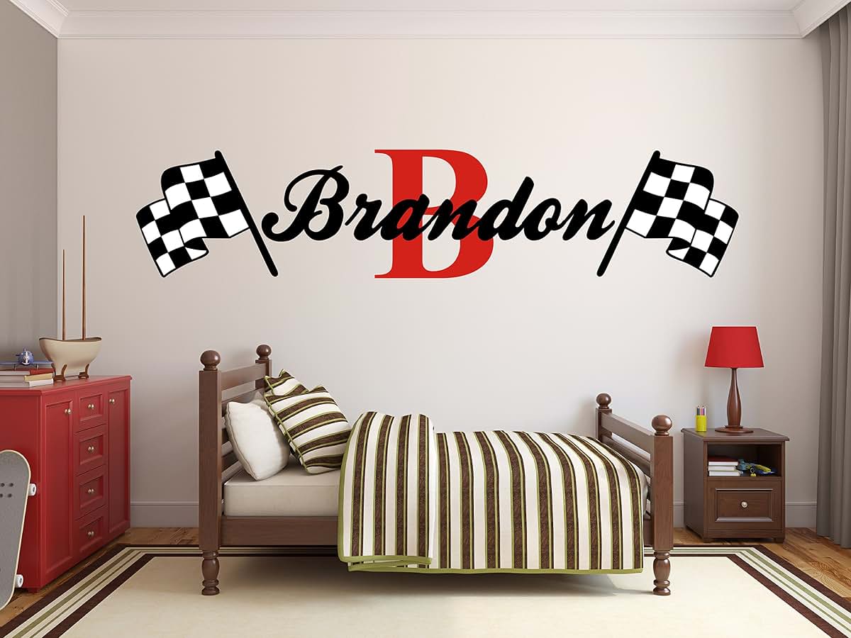 Decalzone Inc Custom Name Racing Monogram Wall Decal For Nursery