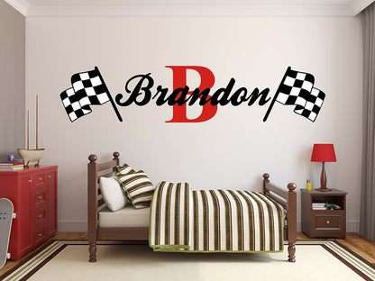 Decalzone Inc Custom Name Racing Monogram Wall Decal For Nursery