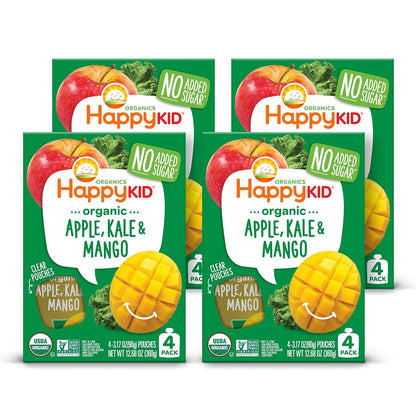 HAPPYKID Organics Organic Kid Snack Pouch Apple Kale Mango 3.17 Ounce Pack of 16