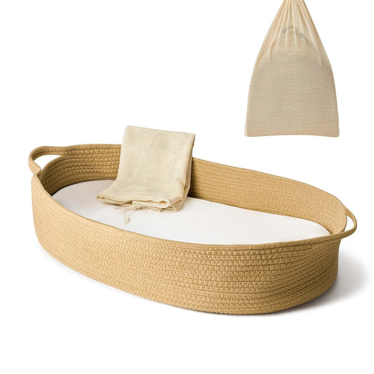 ECOADE Baby Changing Basket - Moses Basket Changing Table Topper and Thick Foam Pad with Removable Cotton Mattress