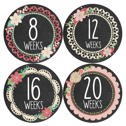 Months In Motion Weekly Pregnancy Belly Growth Stickers - 12 Piece Set