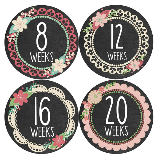 Months In Motion Weekly Pregnancy Belly Growth Stickers - 12 Piece Set