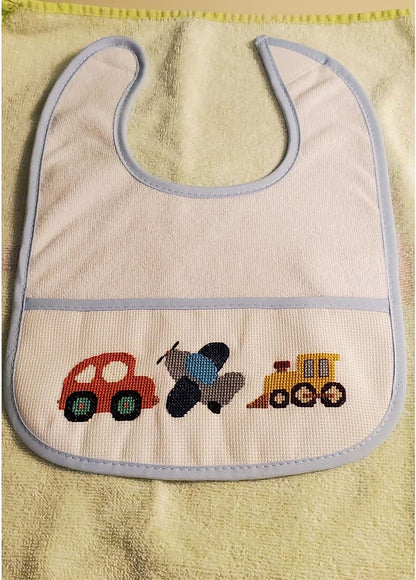 Max Stitch Design 5pcs Cotton Cross Stitch Bib In White And Blue