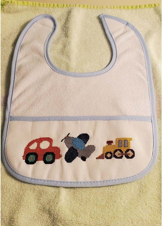 Max Stitch Design 5pcs Cotton Cross Stitch Bib In White And Blue