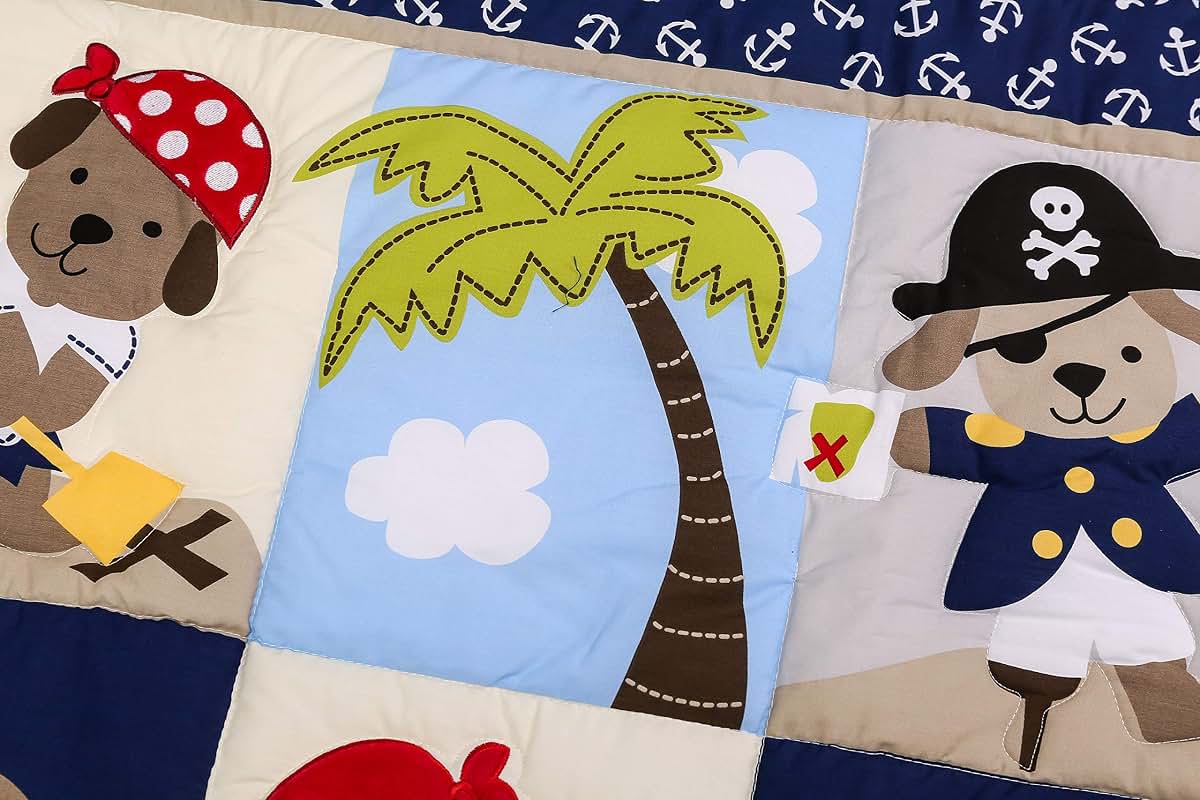 CribMATE Blue Bear Pirates Nursery Crib Comforter (photo 3)